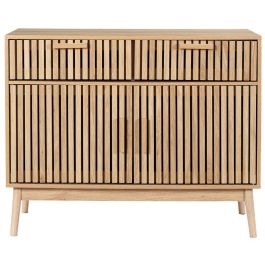 Home Deco Factory Klaus Aparador Almacenamiento, 2 Puertas y 2 Cajones, Mueble Comedor o Dormitorio, MDF Patas Pino Natural 100x35x80 cm