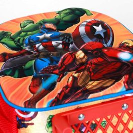 Marvel Los Vengadores Mochila 3D con Ruedas Pequeña Attack Rojo - Infantil con Relieve Frontal y Bolsillos Laterales