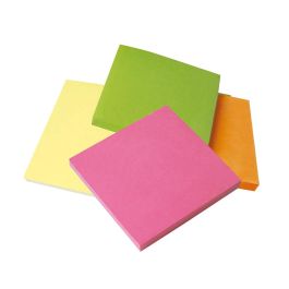 Bloc De Notas Adhesivas Quita Y Pon Q-Connect 76x76 mm Con 80 Hojas Fluorescentes Pack De 12 Surtidas En 4 Colores