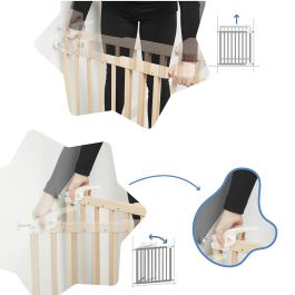 Badabulle Deco Pop Wood Barrera de Seguridad Extensible para Puertas (63.5-106cm) con Fijación a Presión y Tornillo, Abre en Ambas Direcciones