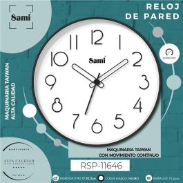 SAMI HQ Reloj de Pared Redondo 30cm Negro | Modelo TAIWAN