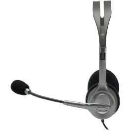 Logitech H110 Auriculares Estéreo con Micrófono Flexible giratorio, Conexión Jack 3.5mm para PC, Móvil, Tablet, Diadema Ajustable
