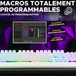 The G-Lab Teclado Gaming KEYZ RUBIDIUM Mecánico (Interruptor Rojo) Reposamuñecas RGB Con Cable Azerty Blanco