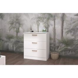 Cómoda DREAM de 3 cajones - Tablero de partículas - Decoración blanca - L79,7 x H87,8 x P43,8 cm Cómoda DREAM de 3 cajones - Tablero de partículas - Decoración blanca - L79,7 x H87,8 x P43,8 cm