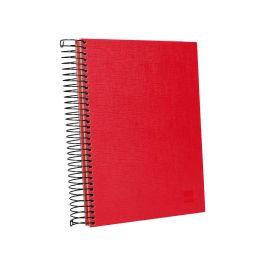 Cuaderno Espiral Liderpapel A5 Micro Papercoat Tapa Forrada 140H 75 gr Cuadro5 mm 5 Bandas 6 Taladros Rojo