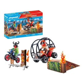 Playmobil 71808 Stunt Show Promo Packs Set de Acrobacias con Moto, Quad y Pilotos +4 años