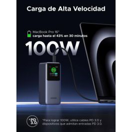 UGREEN 35524B Powerbank 20000mAh 130W Carga Rápida para MacBook/iPhone/Galaxy, Batería Litio Gris, Pantalla TFT
