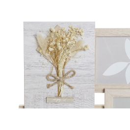 DKD Home Decor Marco Multifoto Shabby para 3 Fotos de Paulownia y Cristal Natural 34x31x2.4 cm