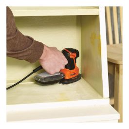 Black+Decker Lijadora de Detalle Mouse KA2000-QS 120W 14.000rpm con Depósito de Polvo y 6 Accesorios, Incluye 3 Hojas de Malla