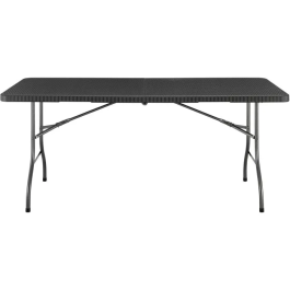 Mesa de Recepción Plegable para 8 Personas 180x74x73.5cm Negro Estructura Acero Tapa Polietileno Imitación Resina