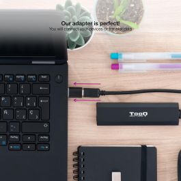 Nanocable 10.02.0012 Adaptador USB 3.1 USB-A Macho a USB-C Hembra para Carga y Datos, Función OTG, Plug & Play, Negro