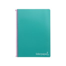 Cuaderno Espiral Liderpapel Folio Witty Tapa Dura 80H 75 gr Cuadro 4 mm Con Margen Color Turquesa 5 unidades