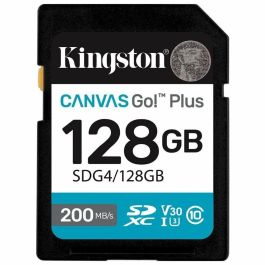 Kingston SDG4/128GB Tarjeta de Memoria SDXC CANVAS Go! Plus 128GB Clase 10 UHS-I U3 V30 200MB/s Lectura para Video 4K UHD y Cámaras DSLR