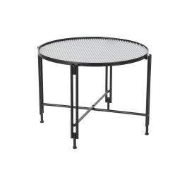 DKD Home Decor Mesa Centro Loft Negro con Estructura de Metal y Tapa de Cristal 63x63x46 cm