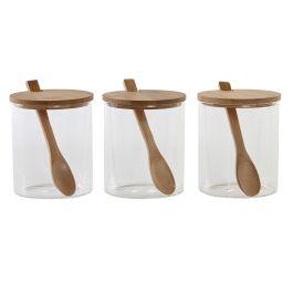 Azucarero Basicos DKD Home Decor Natural 11 x 10.5 x 31 cm Set de 3