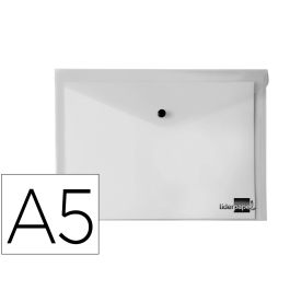 Liderpapel Carpeta Dossier con Broche 34354 Polipropileno Transparente DIN A5 Capacidad 50 Hojas 180 micras