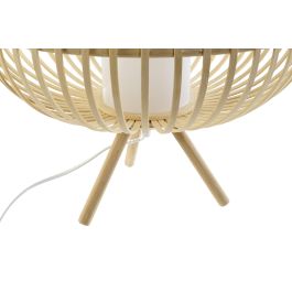 DKD Home Decor Lámpara de Sobremesa Bali Bambú Madera Natural Blanca 40x40x36 cm E27 50W (Pack de 2)