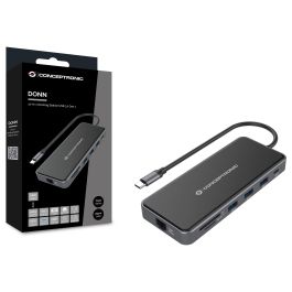 Conceptronic DONN15G Estación de Acoplamiento 12 en 1 USB Tipo C con HDMI/VGA/USB-C PD/USB 3.0/GbE/AUX