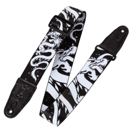 Levy's Correa Eastern Harmony Series 2" de Poliéster - Dragón Negro & Blanco