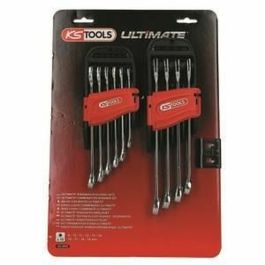 KS TOOLS 922.0050 - Juego 10 Llaves Combinadas Métricas 8-19mm con Soporte - Horquilla y Ojo Inclinado 15°
