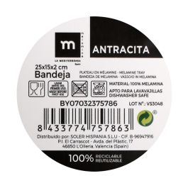 La Mediterranea Bandeja Melamina Antracita 25 cm x 15 cm x 2 cm (12 Unidades)