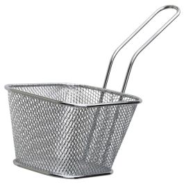 Totally Addict Cesta Presentar Fritos Bistrot Plata Metal con Asa 18x8,5 cm