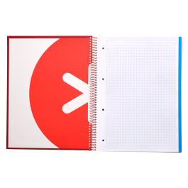 Antartik Cuaderno espiral micro a4 tapa forrada 120h cuadro 5mm 5 bandas 4 taladros color frambuesa