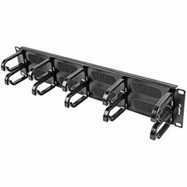 Lanberg AK-1204-B Panel de Gestión de Cables para Bastidor, Metal Plástico Negro