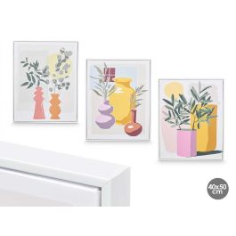 Cuadro Lienzo Marco Blanco Jarrones Colores Surtidos Giftdecor 40X50CM (3 Unidades) Precio: 34.50000037. SKU: B19NDB5TP3