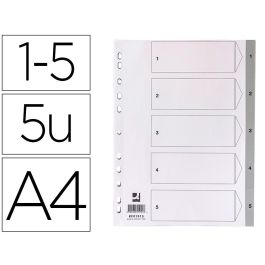 Separador Numerico Q-Connect Plastico 1-5 Juego De 5 Separadores Din A4 Multitaladro Precio: 1.49999949. SKU: B136P56ZK7