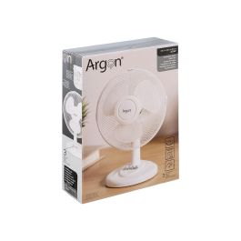Argon - Ventilador de Mesa 40W Blanco, 33x47x27cm, 3 Velocidades, Oscilación, Giro 75° y Cabezal Inclinable