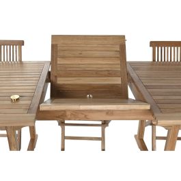 DKD Home Decor Mesa Comedor Jardín/Terraza Teca Marrón 180-240x100x75 cm Extensible con 8 Sillas Plegables (Set 9 Piezas)