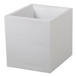 EDA Graphit maceta cuadrada - 39 x 39 x 43 cm - Capacidad 35 L - Ceruse blanco