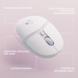 Logitech G - Ratón para juegos - Inalámbrico - G705 LIGHTSYNC Iluminación RGB, Bluetooth, Ligero - Niebla blanca