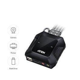 ATEN CS22H Switch KVM USB 4K HDMI de 2 Puertos con Selector de Puerto Remoto, 4096 x 2160 Pixeles, Negro