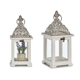 Farol de Madera Cuadrado Rejilla Alta Blanca Giftdecor 13x29x13 cm (6 Unidades) Precio: 38.50000022. SKU: S3604676