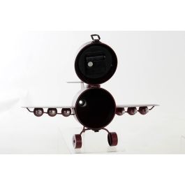 DKD Home Decor Reloj Sobremesa Vintage de Hierro Rojo y Azul, con Diseño Avión, Alto 20.5 cm, Pack 4 Unidades, Pila AA