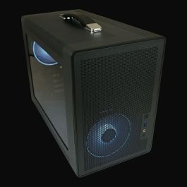 LC-Power LC-716MB-ON Micro Torre PC Negra para Gaming, micro ATX/Mini-ITX, Vidrio Templado, Ventana, Iluminación RGB
