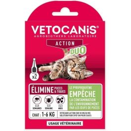 Vetocanis Pipetas Duo Antipulgas y Anti-garrapatas para Gatos - 2 pipetas, 5 semanas protección con Fipronil y Piriproxifeno Precio: 28.49999999. SKU: B1GGMNA64F