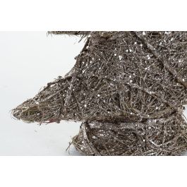 DKD Home Decor Árbol de Navidad Alpina con Luces LED de Ratán, Marrón y Dorado, 41 cm Alto, Funciona con Pilas AA