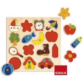 Goula Puzzle Encajable de Madera Siluetas 15 Piezas con Base - Edad Mínima 14 Meses