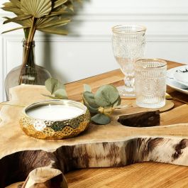 Home Deco Factory Vela Perfumada Lounge con 3 Mechas Aroma Peonía Recipiente Dorado 14cm