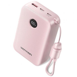 Vention FKBP0-C Powerbank 20000mAh 22.5W Rosa con Cable USB-C Desmontable - Apto para Viajes en Avión