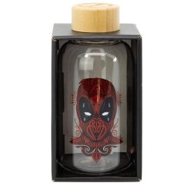 STOR Botella de agua Deadpool Marvel de cristal de borosilicato 620ml, reutilizable con tapón hermético y libre de BPA