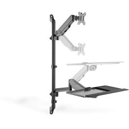 Digitus DA-90372 Estación de Trabajo Flexible para Montaje en Pared, Soporte Monitor Único Ajustable en Altura, Negro