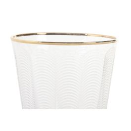 DKD Home Decor Vaso Glam de Cristal Transparente y Dorado 350ml Set de 6 apto para microondas y lavavajillas 9 x 10.5 x 9 cm