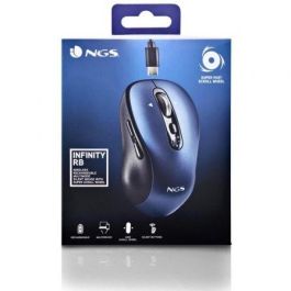 NGS Infinity-RB Ratón Inalámbrico Multidispositivo Bluetooth 5.1 2.4 GHz Recargable 3200 DPI Silencioso Ambidiestro Azul