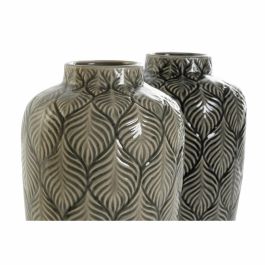 Jarron Oriental DKD Home Decor Gris Verde Musgo 16 x 26 x 16 cm (2 Unidades)