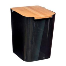 5Five Papelera de baño Baltik Negro/Bambú 5L - Polipropileno/Bambú
