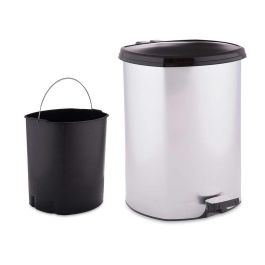 Papelera de plástico con pedal plateada Berilo 11L - 26x33x30 cm (6 Unidades) Precio: 54.88999956. SKU: S3610479